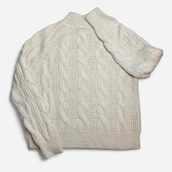 J. Crew Cable Knit Sweater Mock Neck Cream S Cozy Snow Day Cabincore Like New - Picture 2 of 9
